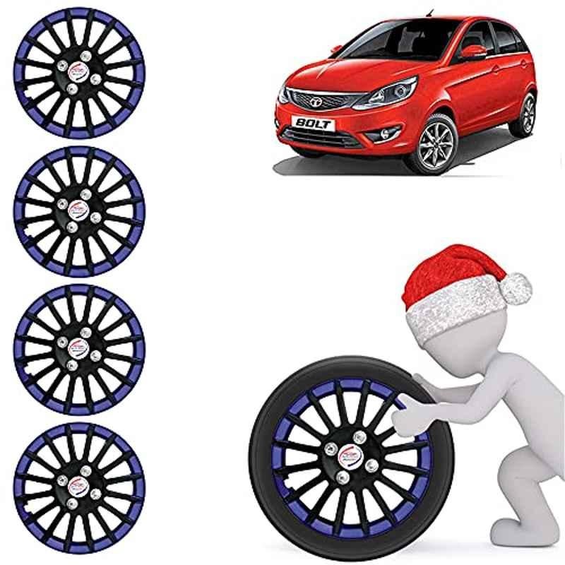 Auto Pearl 4 Pcs 14 inch ABS Black & Blue Car Wheel Cover Set for Tata Bolt