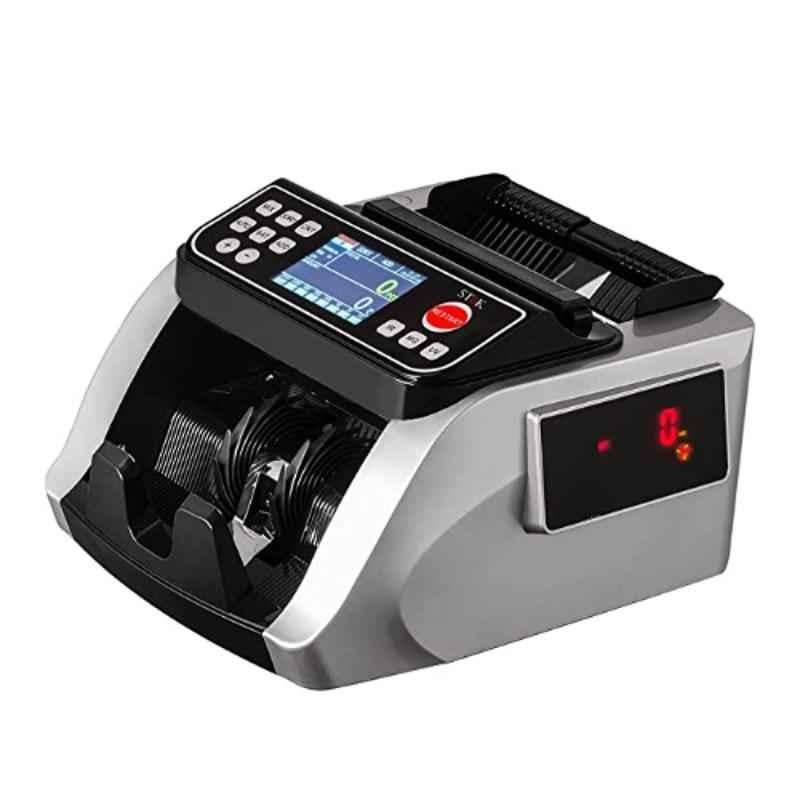 SToK ST-VCM02 Silver Fully Automatic Mix Note Value Counting Machine with Fake Note Detector