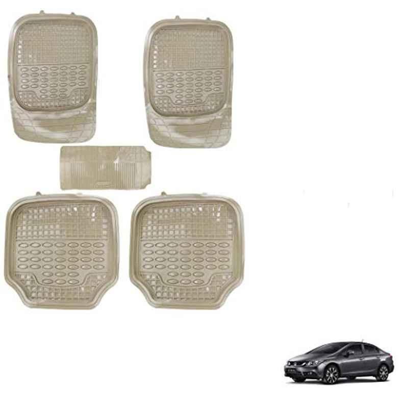 Kozdiko 5 Pcs 4G Beige Rubber & PVC Heavy Car Foot Mat Set for Honda Civic, koz_80919
