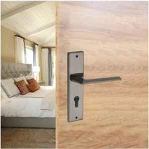 Plus Point Kizmo 2 Pcs 58mm BN Finish Brass Mortise Door Handle Set with Stainless Steel Plate