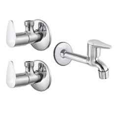 Fastgear 3 Pcs Fusion Stainless Steel Silver Chrome Finish Bathroom Faucet Set, FG2122