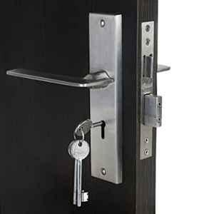 Homexpert Bentley 8 inch 60mm Stainless Steel Silver Cylindrical Plate Mortise Door Lock Set