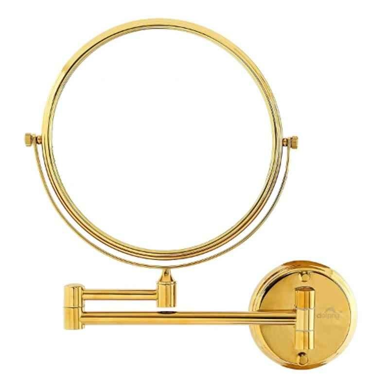 Dolphy 20cm Stainless Steel & Brass Gold 5X Magnifying Shaving & Makeup Mirror , DMMR0005