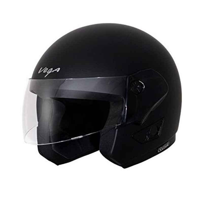 Vega Cruiser Medium Size Dull Black Cruiser Open Face Helmet