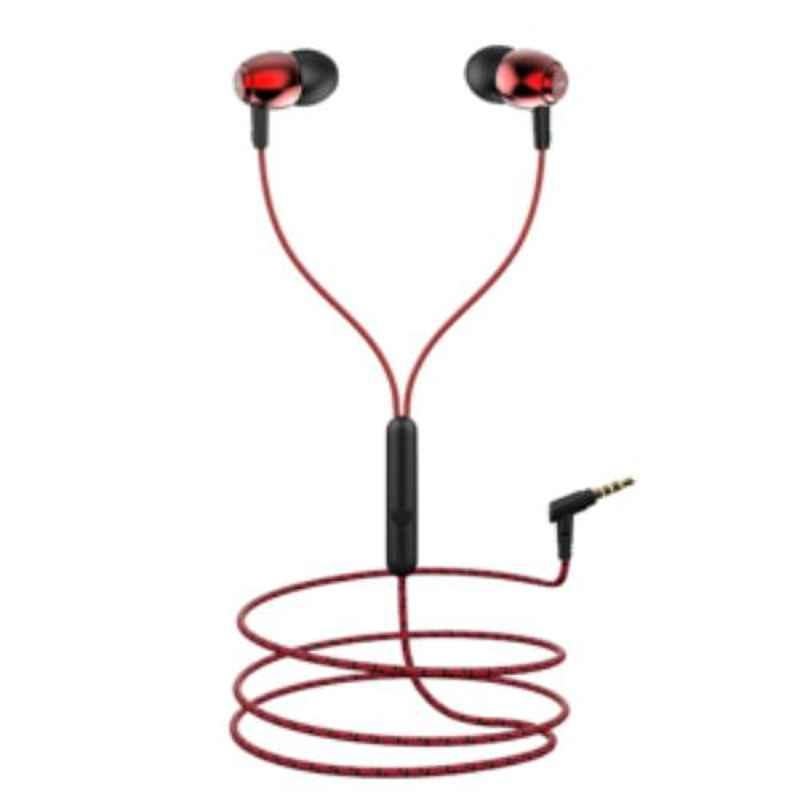 boAt Bassheads 162 Red Wired Headset with Mic