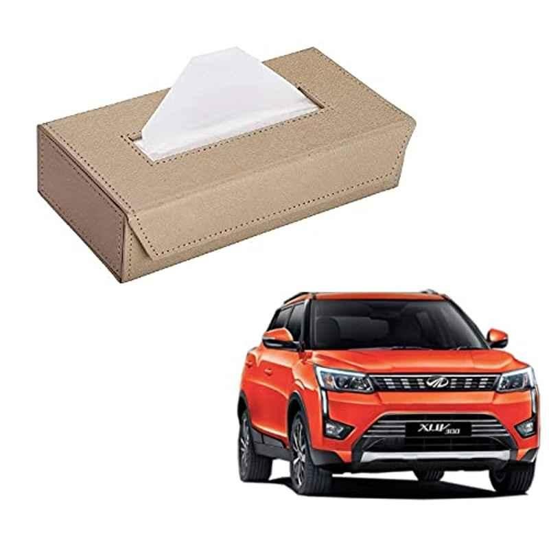 Kozdiko 100 Pulls PU Leather Beige Car Tissue Paper Box with 200 Sheets for Mahindra XUV 300