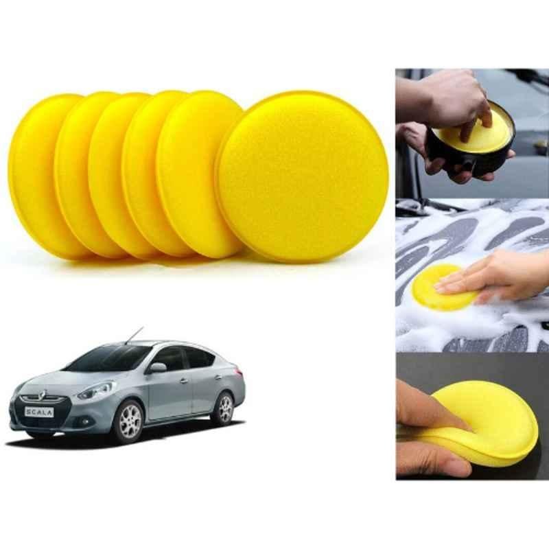 Auto Pearl Polyurethane Beige Washing & Waxing Polish Foam Sponge for Scala RXE (Pack of 6)