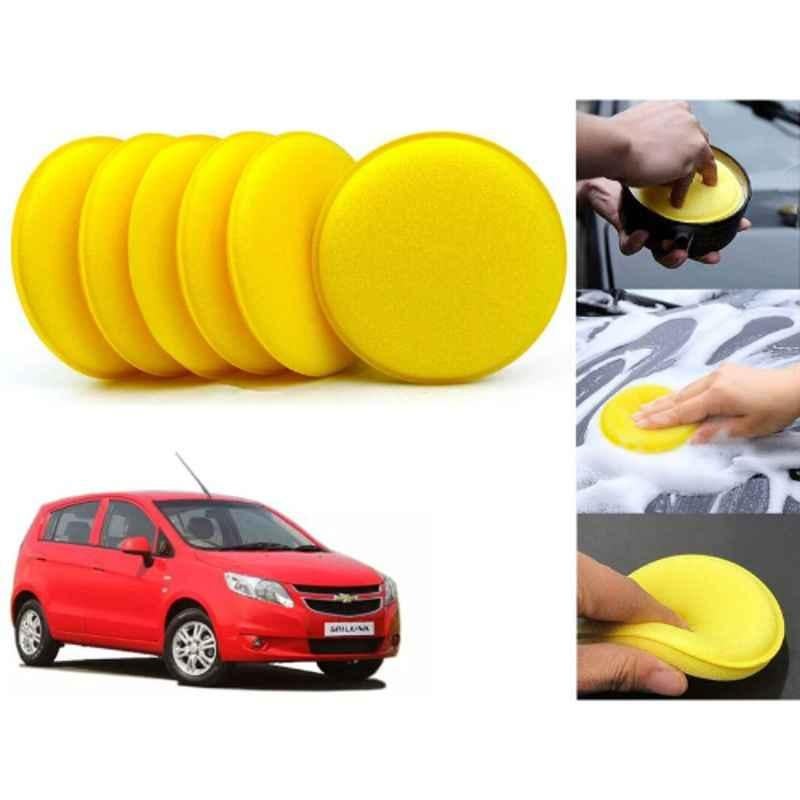 Auto Pearl Polyurethane Beige Washing & Waxing Polish Foam Sponge for Sail UVA 2012 (Pack of 6)