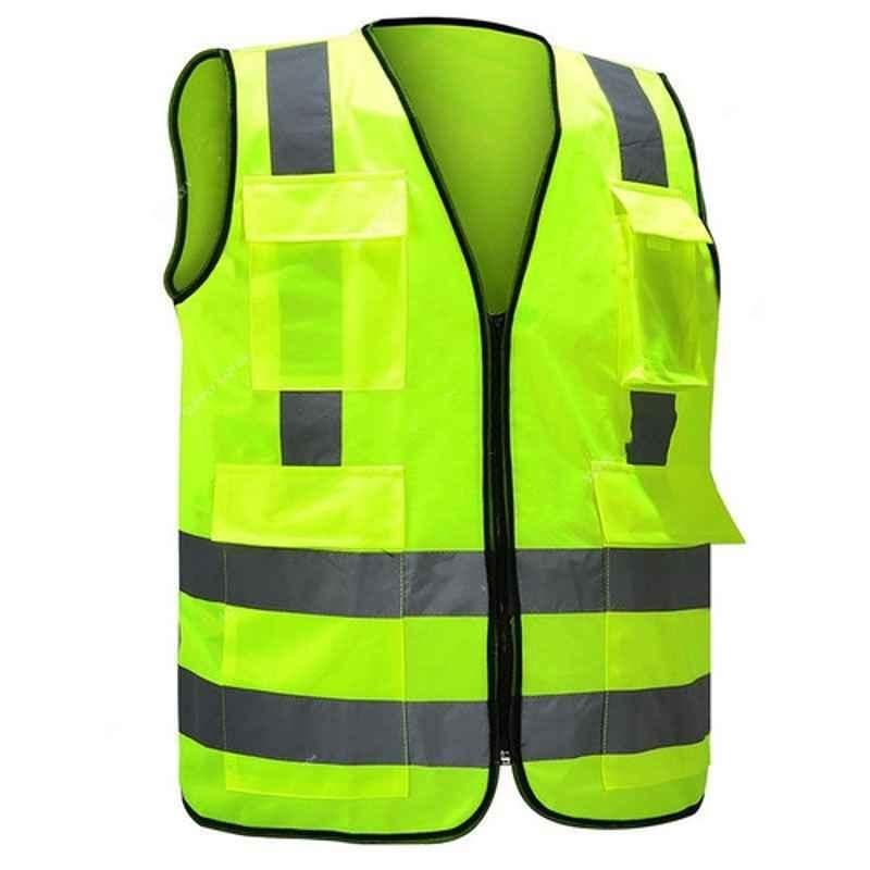 Empiral Bright 100% Polyester Fluorescent Yellow Safety Vest with Backside Cross Reflective, Size: XL