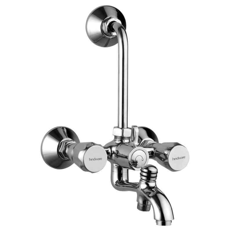 Hindware Classik Chrome Brass 3 In 1 Wall Mixer with Provision for Over Head & Hand Shower, F200022