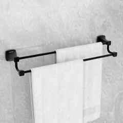 Plantex 24 inch Aluminium Powder Coated Black Dual Towel Rod for Bathroom
