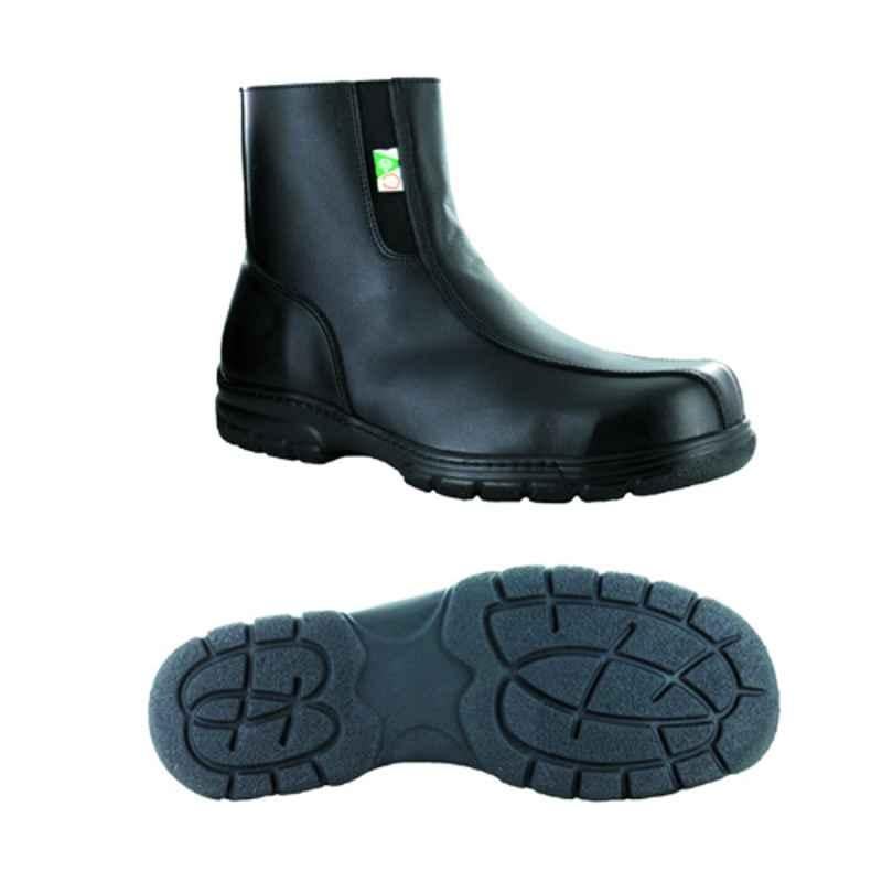 MELLOW WALK Quentin-547049 Steel Toe Zipper Boot Black Safety Shoes, Size: 39