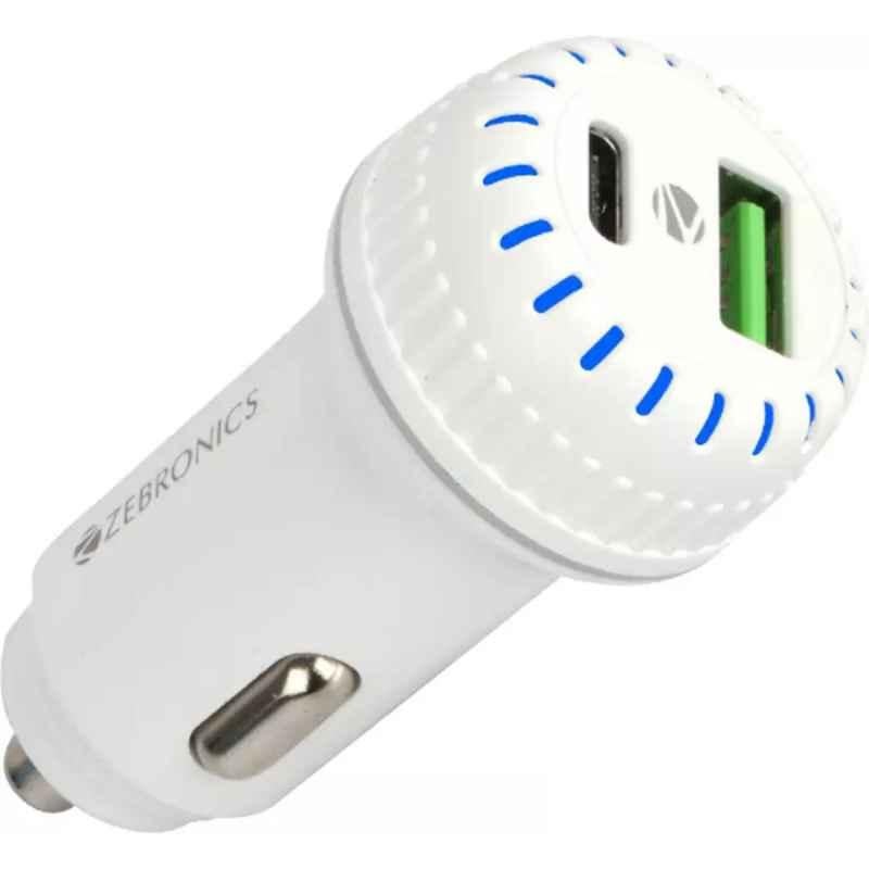 Zebronics ZEB-CC5236Q White 3A 36W Dual USB Turbo Car Charger with USB Cable