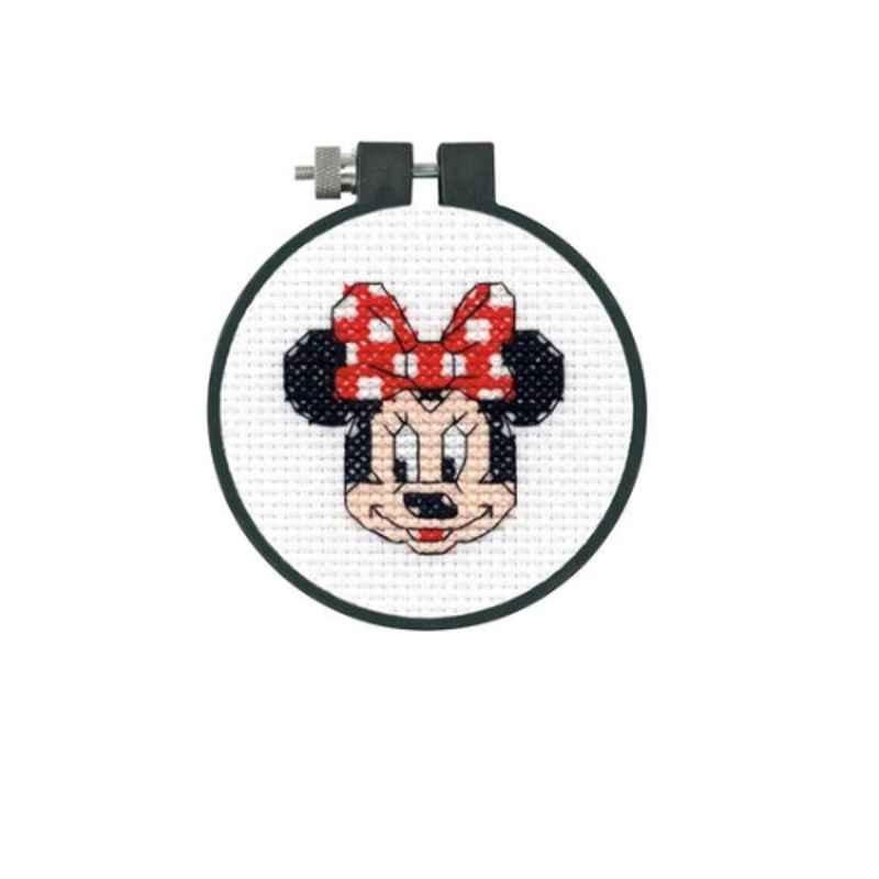 Cross Counted Cross Stitch Kit 3In Round Minnie Mouse