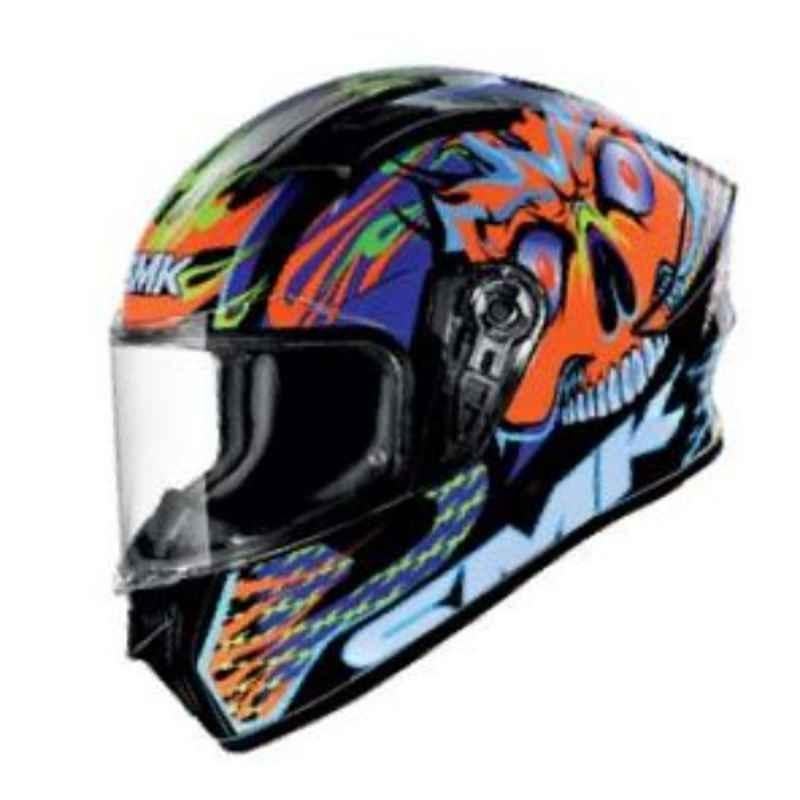 SMK Stellar Skull Multicolour Full Face Motorbike Helmet, GL275, Size: Extra Small