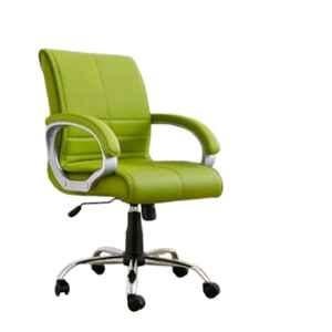 Newturn Maxon Leatherette Parrot Green Medium Back Office Chair with Heavy Metal Base