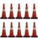 Ladwa 750mm Red & Black PVC Traffic Safety Cones with Reflective Strips Collar (Pack of 10)