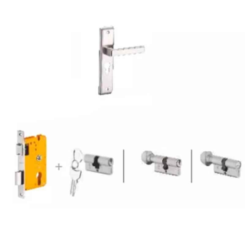 Dorset Kaira HL KAI 8 inch Zinc WD Finish Lock Set with Coin & 60mm Knob Cylinder (Pack of 3)