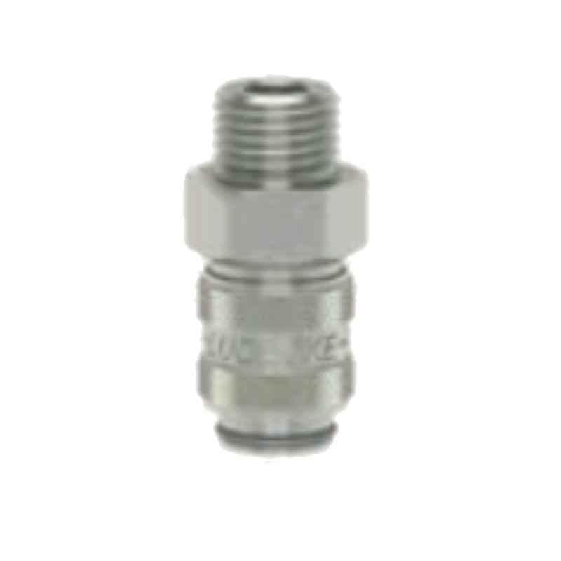 Ludcke G1/4 m Plain ESM 14 AAB Double Shut Off Micro Quick Connect Coupling with Male Thread, Length: 38 mm