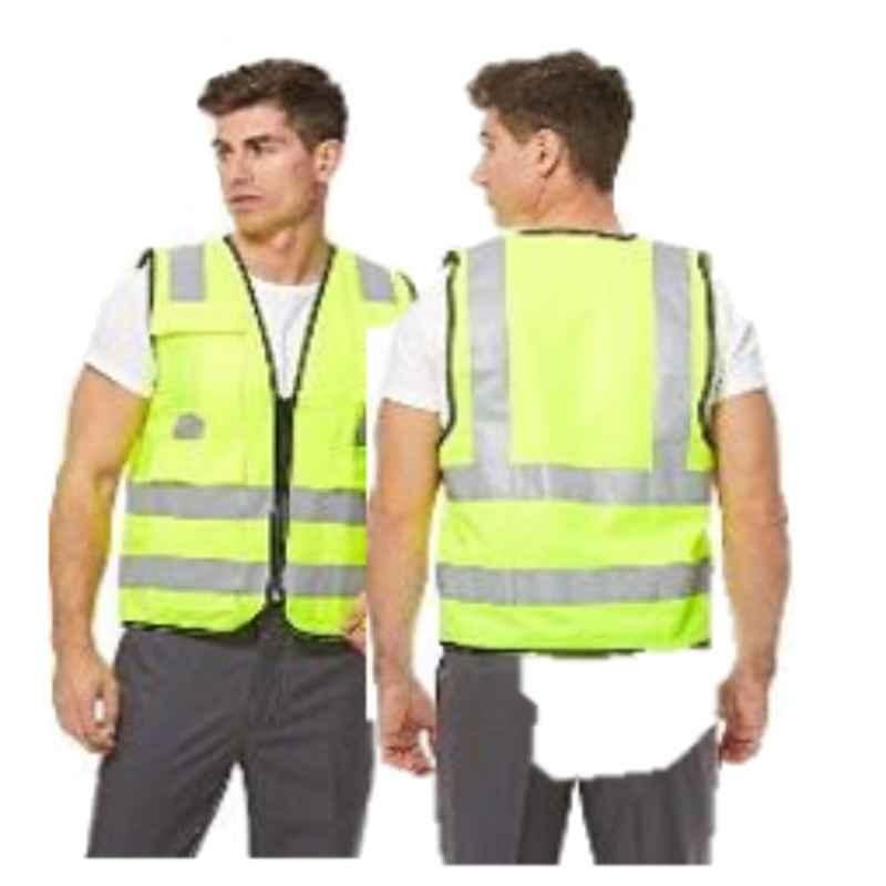 Empiral E108083120 Straight Yellow Polyester Hi-Vis Safety Vest with Backside Straight Reflective & Zipper Closure, Size: 2Xl