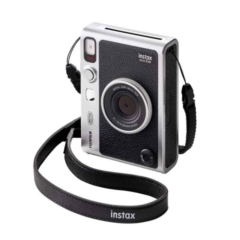 Fujifilm Instax Mini Evo 28mm Premium Edition Black Hybrid Instant Camera with 20 Shots of Stone Gray Film & 100 Different Expressions, EXD 16745157