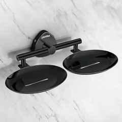 Plantex Stainless Steel Double Soap Dish for Bathroom/Soap Holder for Bathroom/Wall Mounted Soap Holder/Bathroom Accessories PVD Black Finish Angel