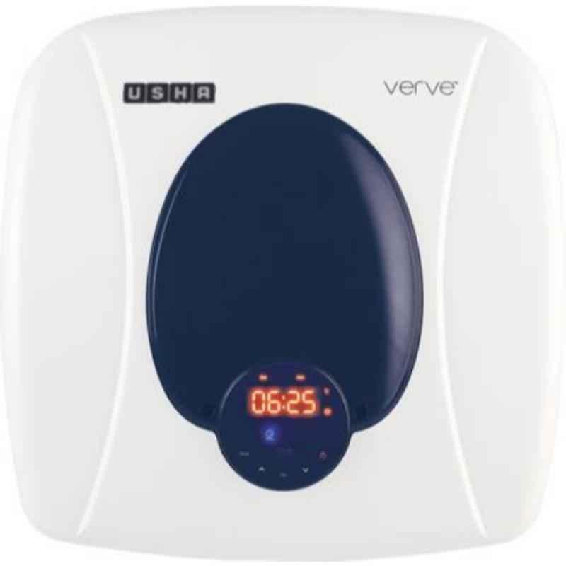 Usha Verve Digital 2000W 25L White & Blue Storage Water Heater with Remote