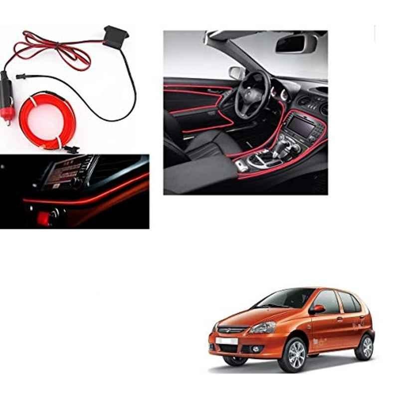 Kozdiko 12V Red Car Interior Decor Neon Strip Light for Tata Indica