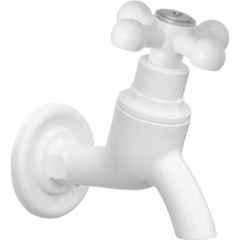 Sparsh Pearl Alfa AF-401 15lpm Plastic White Bib Cock Cross Handle with Flange for Bathroom & Kitchen