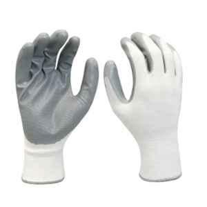 Swavind Nylon Grey & White Nitrile Coated Hand Safety Gloves, Size: Free (Pack of 120)
