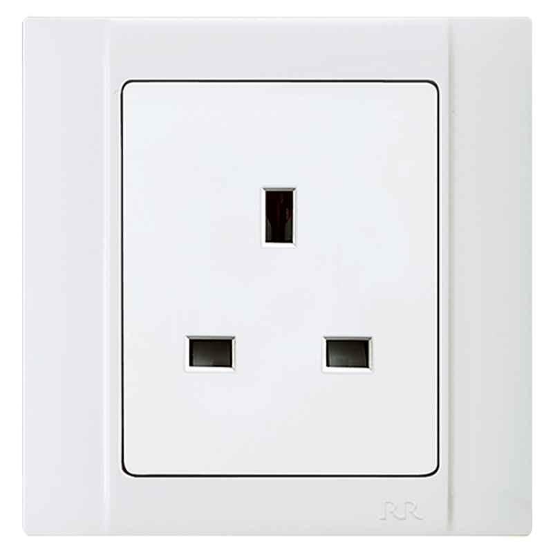 RR White 13A 1G Outlet Unswitched Socket, VN6657