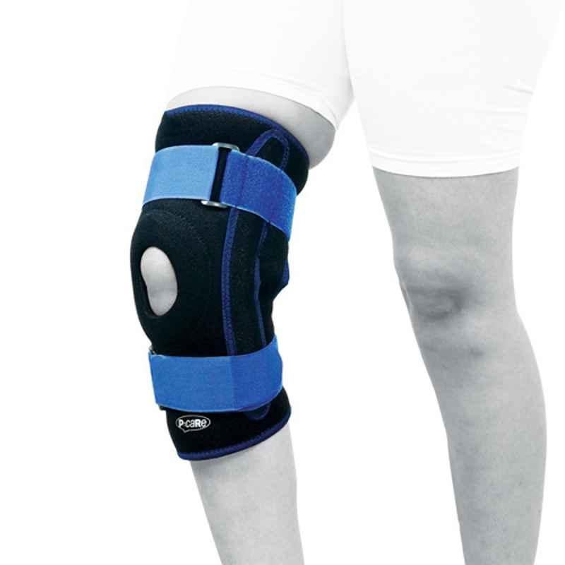 P+caRe Neoprene Black & Blue Knee support with Stays, Size: L