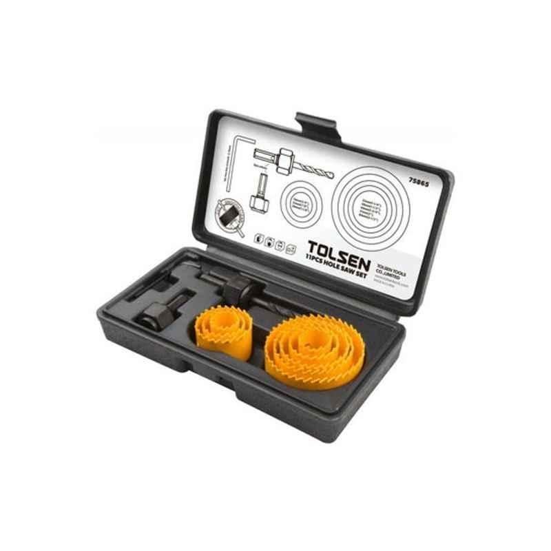 Tolsen 11Pcs Aluminium Yellow Hole Saw Set, 75865