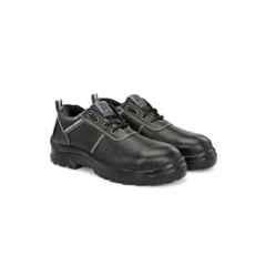 Eego Italy Safeguard Genuine Leather Steel Toe Black Safety Shoes with PU Sole, ISI & BIS Approved, Size: 9