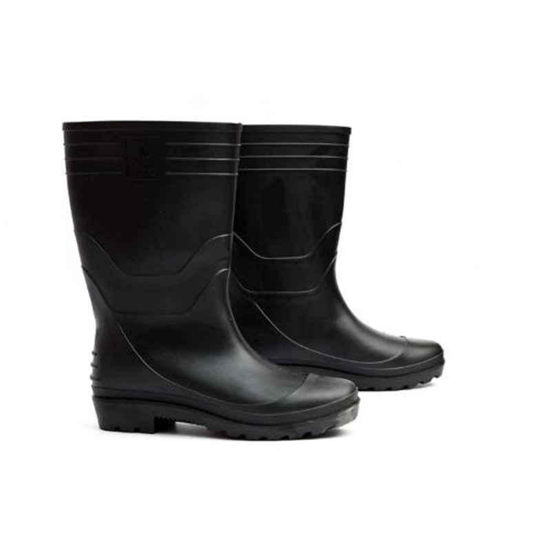 Saraf SFS3 Leather Black Safety Work Gumboots, Size: 8