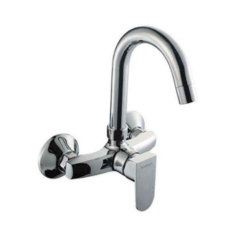 Hindware Elegance Stainless Steel Chrome Wall Mounted Sink Mixer with Swivel Spout, F340027CP