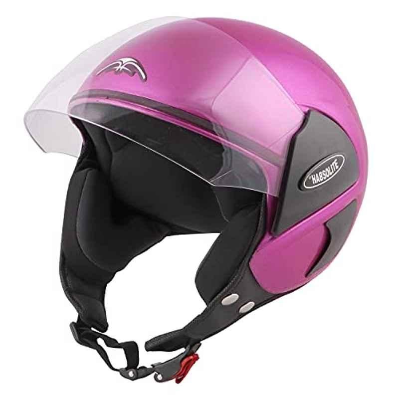 Habsolite Estilo Open Half Face Helmet With Scratch Resistant Clean Visor & Adjustable Strap For Men & Women Bike Motorcycle Scooty Riding (Purple, M)