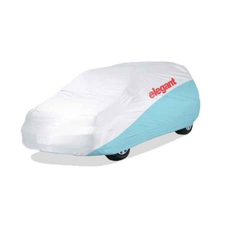 Elegant White & Blue Water Resistant Car Body Cover for Mahindra Bolero