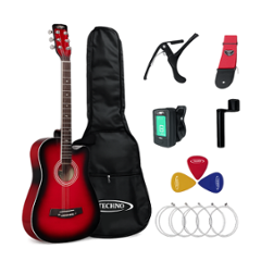 Techno 38 inch Linden Wood Red Right Hand Orientation Semi-Acoustic Guitar, RJ-038IN-TCF