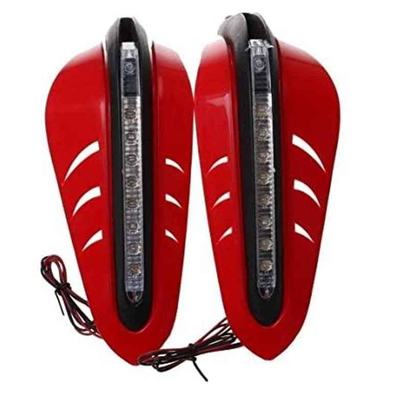 AOW Motorcycle Handguards with Led Light for 7/8 inch Grips - 300 * 140 * 110mm (Red) for Bajaj XCD 135
