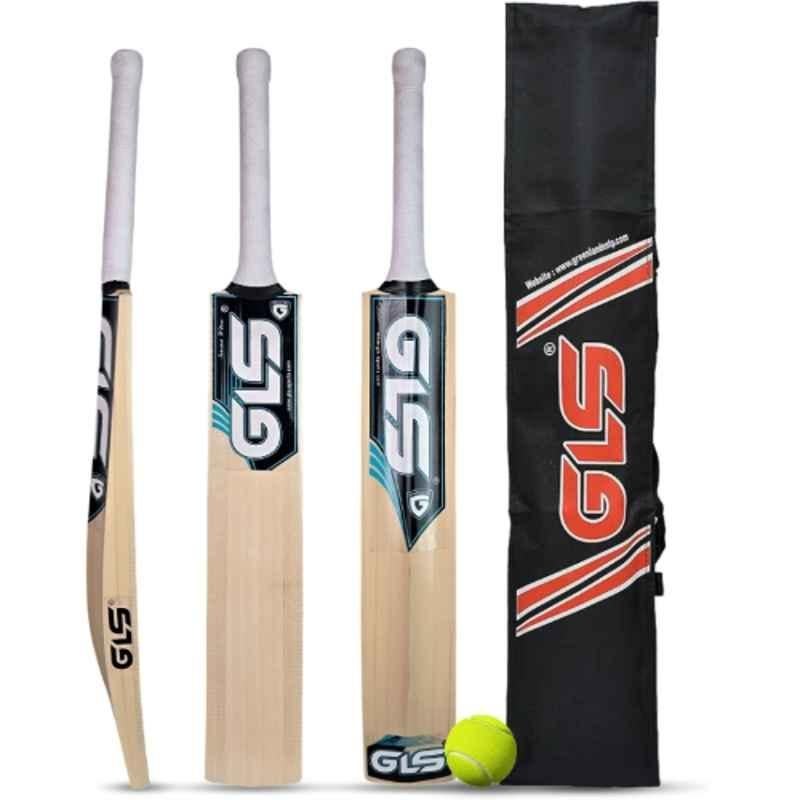 GLS Soft Pro Classic 900g Kashmir Willow Wood Cricket Bat with Cover & Tennis Ball for 15+ Yrs, Size: 5