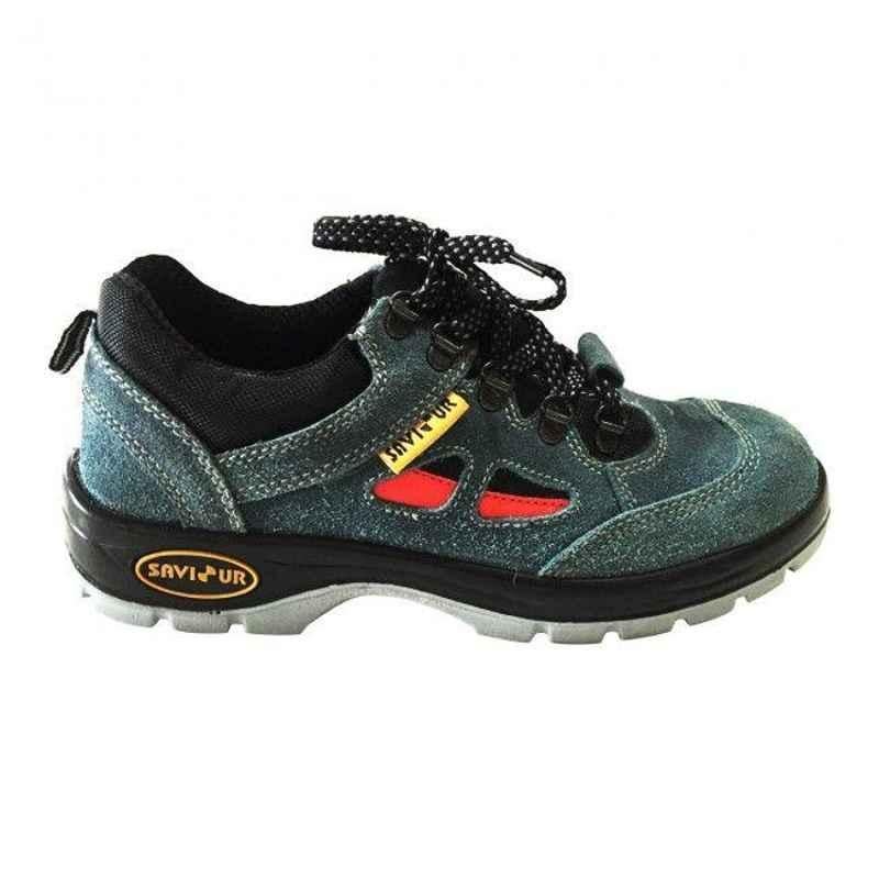 Saviour FTSAV-SSS Leather Composite Toe Blue & Black Sport Work Safety Shoes, Size: 10
