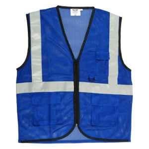 Club Twenty One Workwear Large Blue Polyester Vest Safety Jacket with Certified Reflective Extra Tape