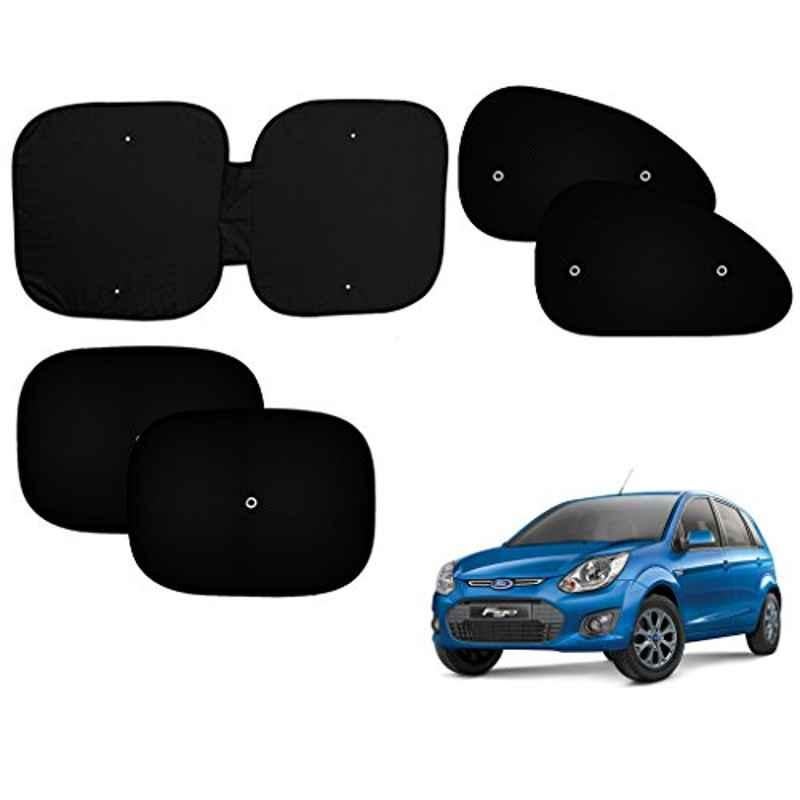 Auto Pearl 5 Pcs PVC & Mesh Black Window & Front Sun Shade Set for Ford Figo Type 2