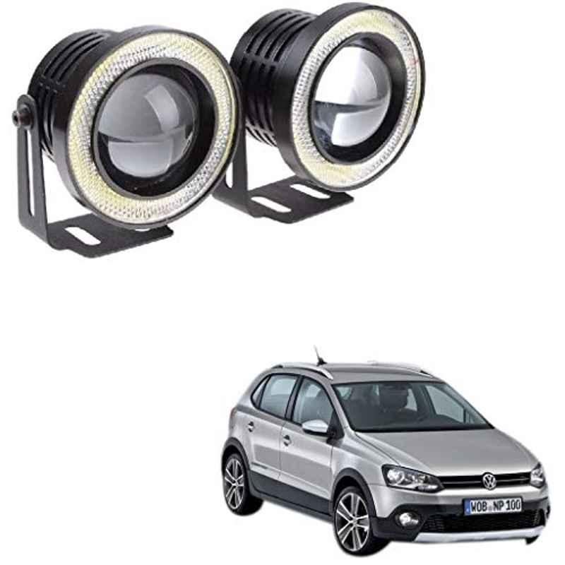 Kozdiko 2 Pcs 15W 3.5 inch High Power White LED Projector COB Fog Light Set with White Angel Eye Ring for Polo Cross, koz_72669