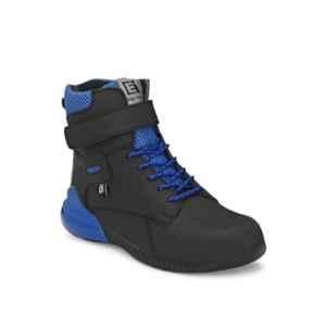 Eego Italy Leather Steel Toe Black & Blue Work Safety Boots, Size: 10, WW-92