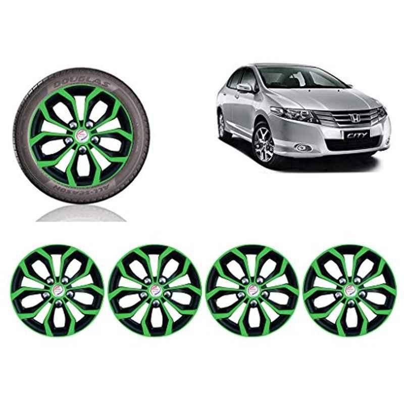 Auto Pearl 4 Pcs 15 inch ABS Green & Black Car Wheel Cover Set for Honda City