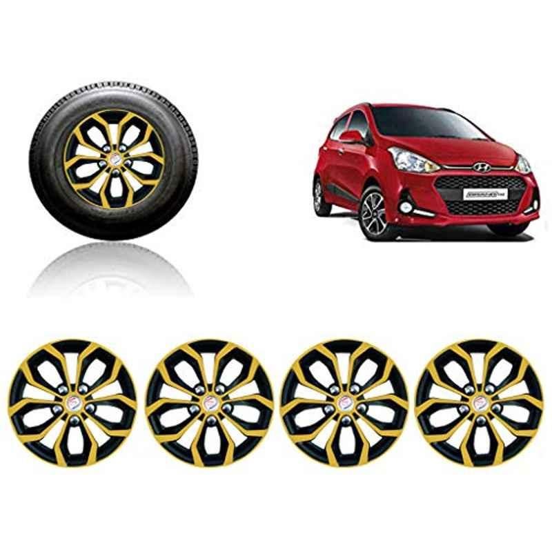 Auto Pearl 4 Pcs 14 inch ABS Golden & Black Car Wheel Cover Set for Hyundai i10 Grand 2017