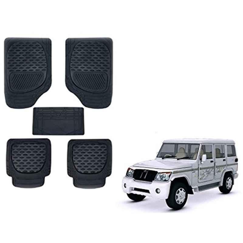 Kozdiko 6255TW 5 Pcs PVC & Rubber Black Car Mat Set for Mahindra Bolero