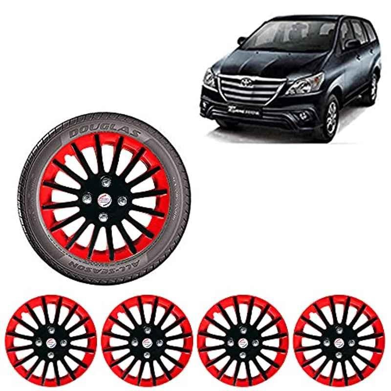 Auto Pearl 4 Pcs 15 inch ABS Red & Black Car Wheel Cover Set for Toyota Innova 2013 & 2015